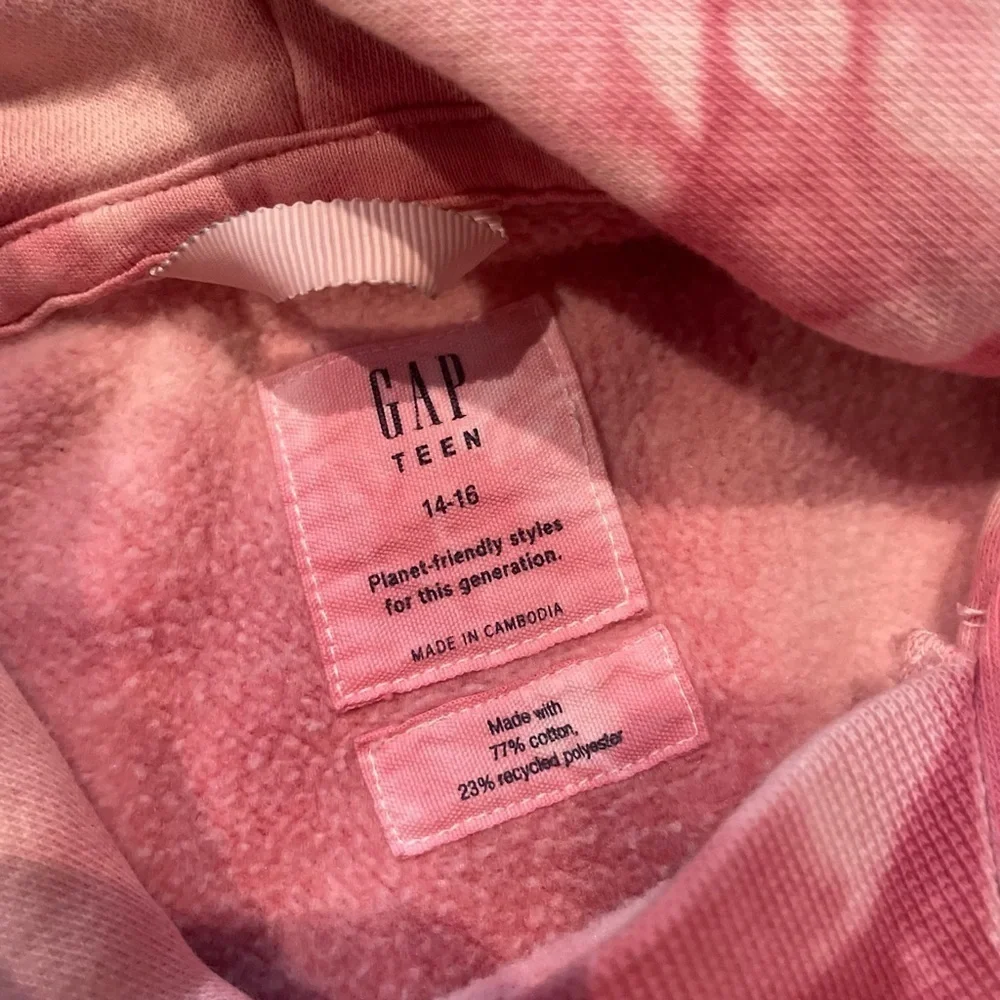 Gap Teen Pink Tie Dye Print Long Sleeve Pullover Hoodie Size 14/16